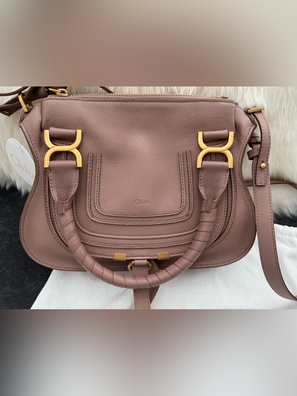 Chloe small Marcie double carry bag in Woodrose
